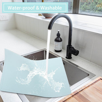 Faux Leather Placemats, PU Table Mats, Set of 6, Waterproof, Stain Resistant, Heat Resistant, Non-Slip Easy to Clean for Kitchen Dining Table,Conference Table C Teal Blue