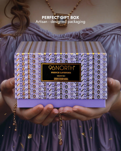 96NORTH Luxury Lavender Soy Candle | Large 3 Wick Jar Candle | Up to 50 Hours Burning Time | 100% Natural Soy Wax | Relaxing Aromatherapy Aesthetic Candle | Housewarming Gift for Women and Men