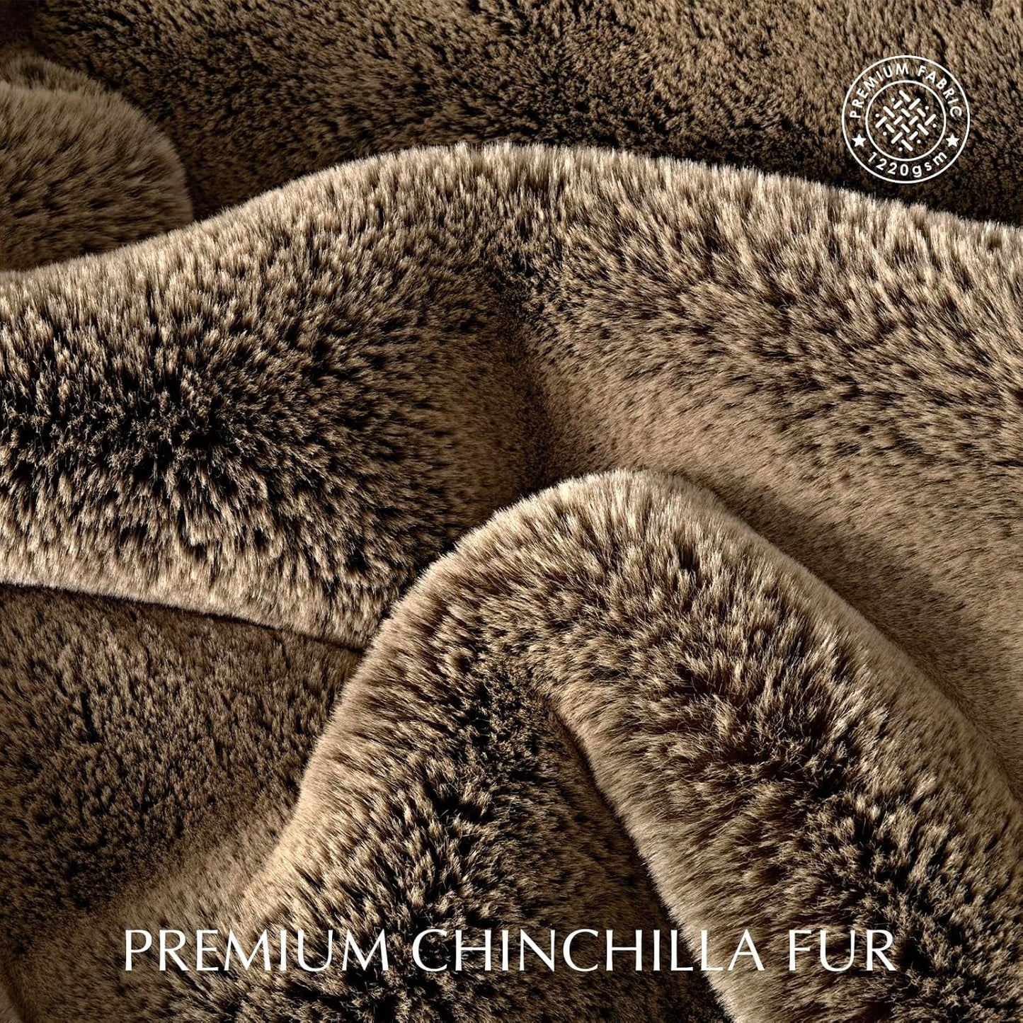 Luxury Soft Faux Chinchilla Fur Throw Blanket for Couch, Warm Thick Heavy Winter Throw Blanket 1220GSM for Bed, Fluffy Cozy Mink Blanket with Reversible Velvet, Brown Sable, 60"x80"