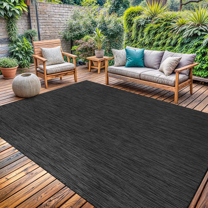 Washable Indoor Outdoor Rug 6x9 Weather Resistant Area Rugs Modern Solid for Porch Deck Balcony Backyard Patio Outside Carpet (6 X 9 Dark Grey)