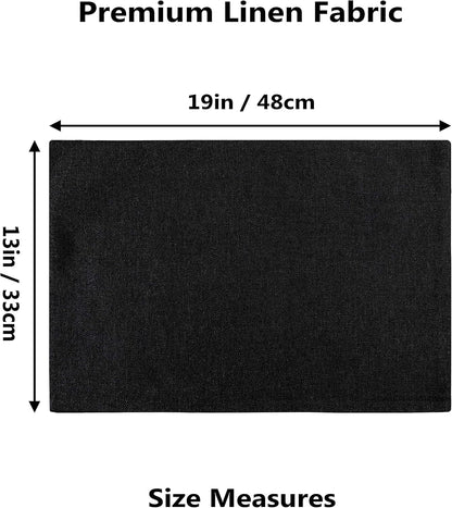 Home Brilliant Black Placemats Set of 6 Heat Resistant Dining Table Fall Halloween Place Mats Kitchen Cloth Table Mats, Black