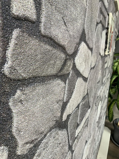 Dundee Deco 3D Wall Panels - Cladding Grey Charcoal Ash Stone Look Wall Paneling, Styrofoam Facing for Interior and Exterior Applications, DIY, Sample, Size 10 x 10 in.