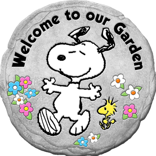 Spoontiques - Peanuts Welcome Stepping Stone - Decorative Garden Stone for Yard, Patio, Garden or