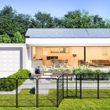 Animal Barrier Fence, 40 in(H)×27 in(L) 14 Panels Total 31 Ft(L), Garden Fence with Gate, Flower Bed Fencing, Black Metal Decorative Garden Fencing, Fence for Dogs Outside