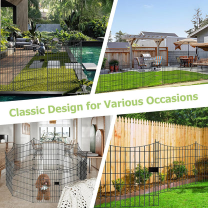 10 Panels Garden Fence Dog Fence Outdoor for Yard, 40in H x 23.6ft L Rustproof Metal Fencing with Ground Stakes | No Dig Animal Proof Containment for Pets/Rabbits | Durable Patio Security Panels