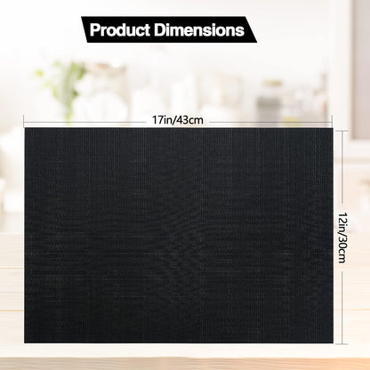 Black Placemats Set of 4 - Easy Clean Washable Vinyl Placemats - Wipeable Heat Proof Table Mats for Dining Table - 17x12 Inch (Pure Black, 4)