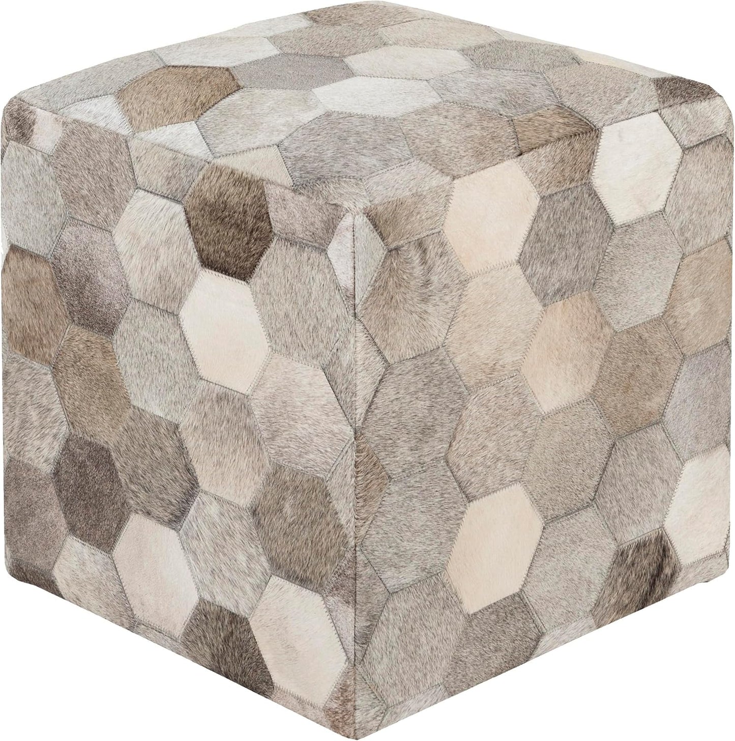 Mark&Day Pouf Ottoman, Gutenstein Rustic Ivory Cube Pouf Foot Rest for Living Room, Bedroom and Boho Home Decor (18"x18"x18")