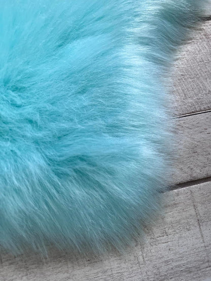 LAMBZY Faux Sheepskin Super Soft Hypoallergenic Free Shape Silky Shag Rug, Luxury Shaggy Plush Carpet for Bedrooms Living Kids Room Sofa Rugs (Blue, Single 2'x3')