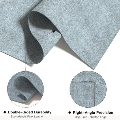 DOLOPL Placemats Set of 6, Reversible Wipeable & Heat Resistant Place Mats, Modern Faux Leather Table Mats for Kitchen, Neutral Waterproof Tablemats for Dining Table Decor, Wedding, Party(Dusty Blue)
