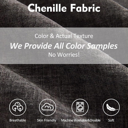 142.5" U Shaped Couch, Modular Sectional Sofa, 3-Seater Comfy Cloud Couch with Movable Ottoman, Deep Seat Couches for Living Room, Chenille, Black