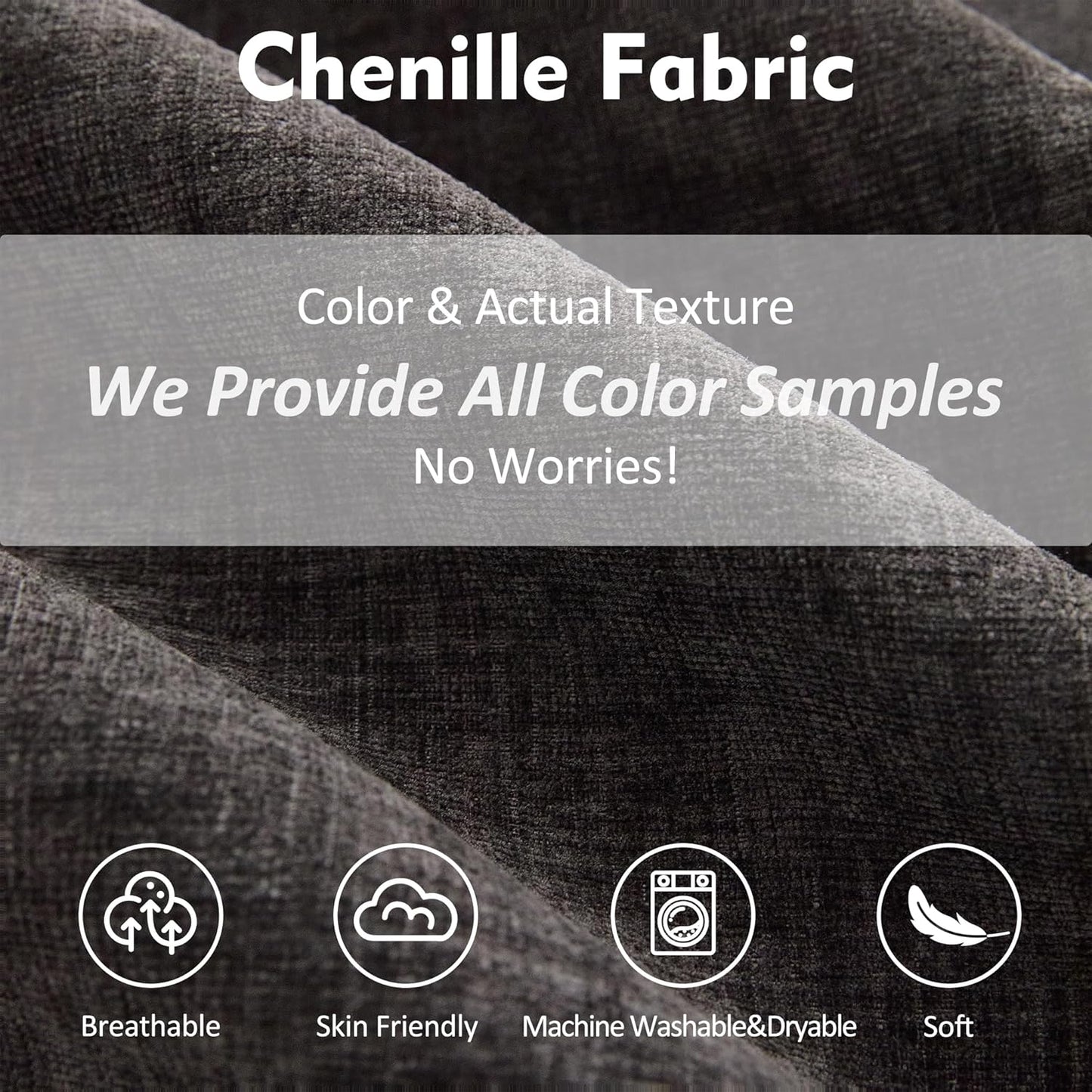 108" U Shaped Couch, Modular Sectional Sofa, 3-Seater Comfy Cloud Couch with Movable Ottoman, Deep Seat Couches for Living Room, Chenille, Black