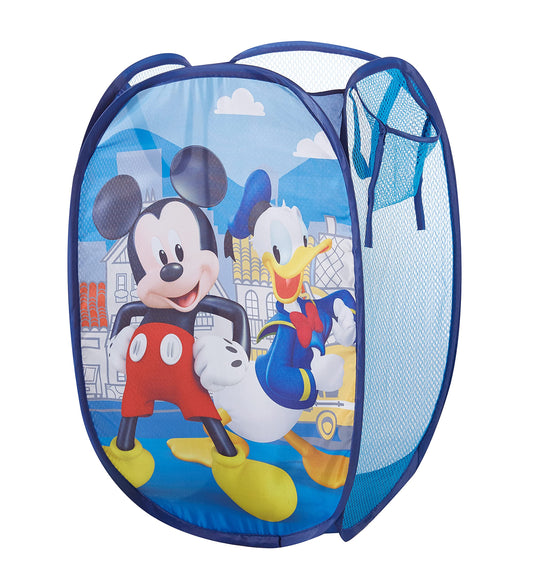 Mickey Mouse Pop Up Laundry Hamper with Durable Carry Handles,Blue Kids Clothes Storage, 21" H x