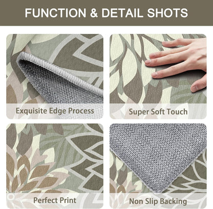 Area Rug 2x6 Brown White Washable Entry Rug Multicolored Tropical Botanical Modern Floral Indoor Kitchen Door Mat Entrance Carpet Non Slip for Bedroom Living Room, Porch