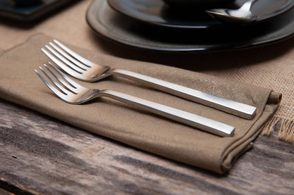 FORTESSA Arezzo 18/10 Stainless Steel Flatware, 5 Piece Place Setting With Knife, Forks and Spoons (Service For 1), Dishwasher Safe, Brushed Gold