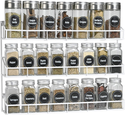 SUFAUY 2 Pack Spice Rack Organizer Wall Mount, 3 Tier Pantry Door Narrow Spice Rack Hanging Metal Shelf for Cupboard, Bathroom Shower Cosmetic, White