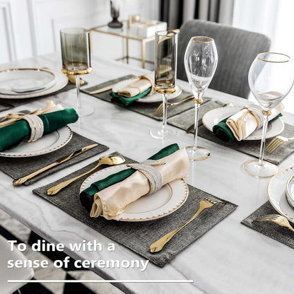 Home Brilliant Table Place Mats Fabric Cloth Placemats Set of 8 Heat Resistant Dining Linen Place Mats Kitchen, Dark Grey