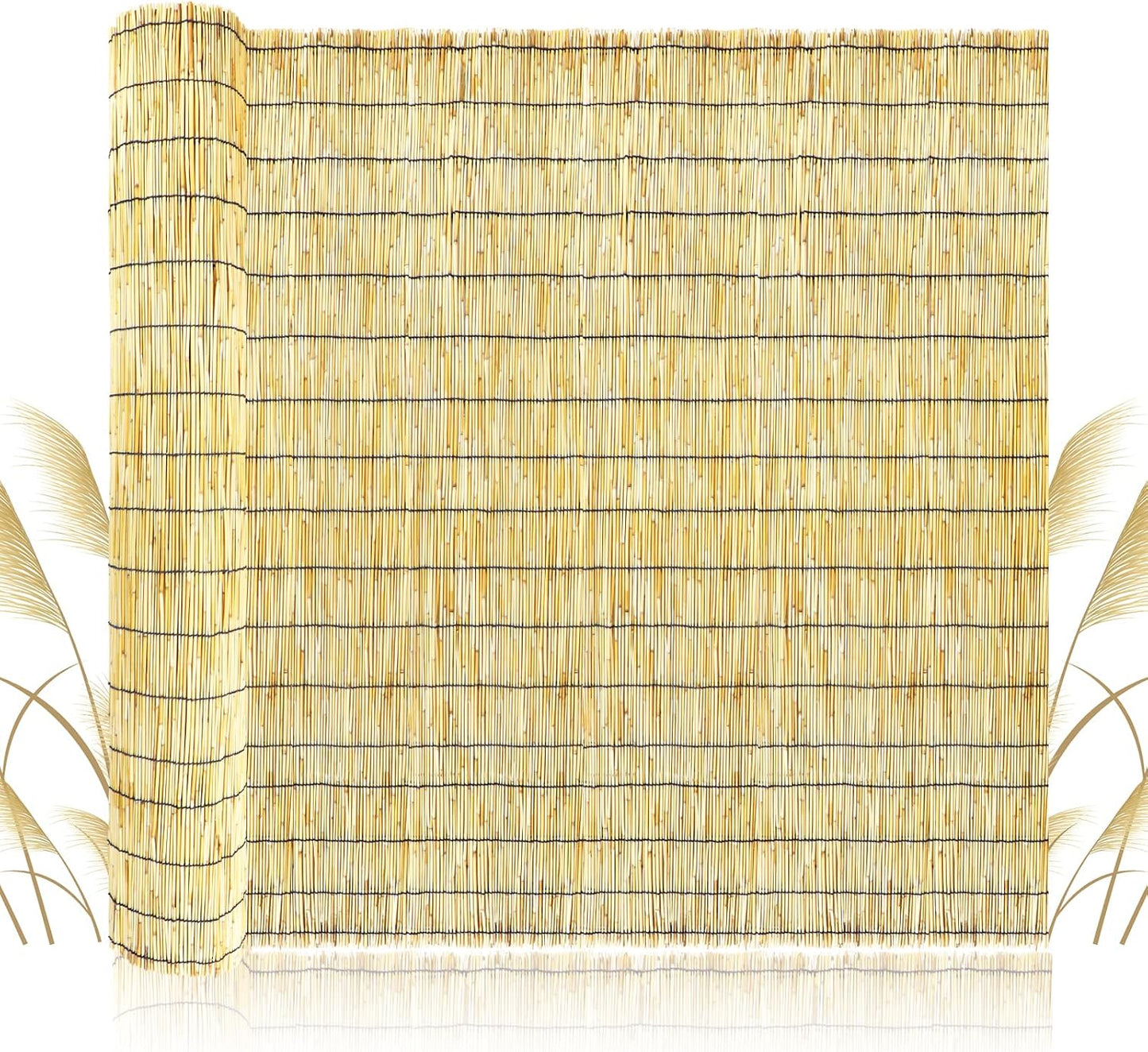 ZNCMRR Bamboo Fencing Decorative Natural Reed Fencing Rolls Bamboo Fence 4 Feet High Privacy Screen Curtains for Balcony Patio Backyard Garden Outdoor 4FT X 16.4FT（Yellow）