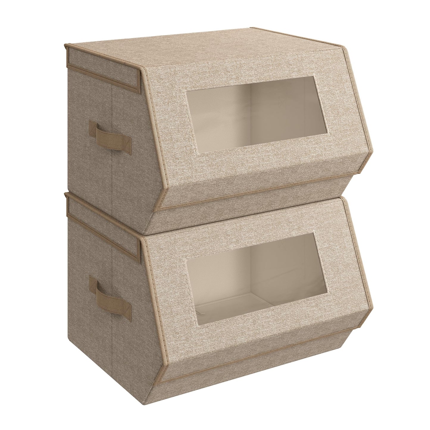 SONGMICS Stackable Storage Bins, Set of 2, with Lids and Front Windows
