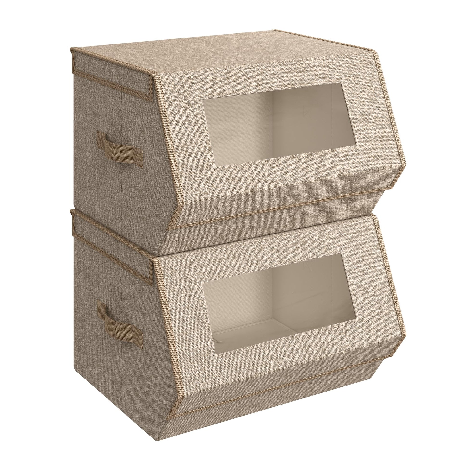 SONGMICS Stackable Storage Bins, Set of 2, with Lids and Front Windows