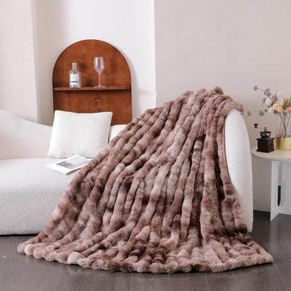 UKELER Plush Furry Throw Blanket Large Super Soft Fluffy Blankets Throws for Bed, Couch, Sofa, Office, Camping Plush Shaggy Faux Fur Blanket 60''x80'' Brown