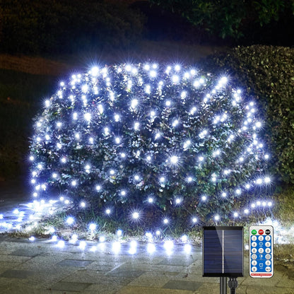 WBao Solar Christmas Lights Outdoor 360LED 11.5ft x 6.9ft Christmas Bushes Lights with Remote, 8 Lighting Modes, Timer, Waterproof for Lawn, Bushes, Trees Outdoor Christmas Decorations, Cool White