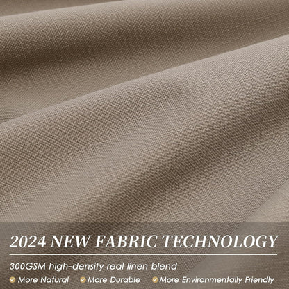 BOODII 100 Inch Blackout Curtains 2 Panels Set Back Tab Thermal Insulated Light Brown Linen Textured Black Out Curtains Noise Reducing Neutral Living Room Darkening Window Drapes Pleated Look 52x100
