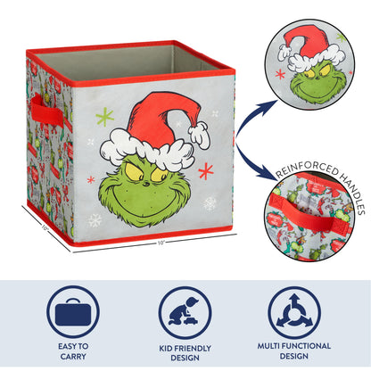 Idea Nuova Storage Cubes for Kids,2 Pack Collapsible Fabric Bins with Handles, Holiday Organizer