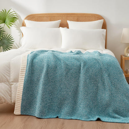 Snuggle Sac Teal Blue Oversized Throw Blankets,Super Soft Warm Cozy Throw Blankets for Couch, Knit Fuzzy Plush Blanket, Heather Teal, 50x70 inches