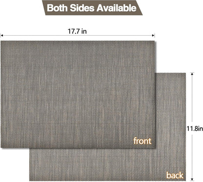 Placemats Set of 4 - Easy Clean Washable Vinyl Placemats - Wipeable Heat Resistant Table Mats for Dining Table - 17.7x11.8 Inch (4, Mint Gray)