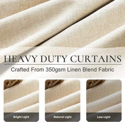 86 Inch Blackout Linen Curtains, Thermal Insulated Custom Drapes for Living Room Bedroom 2 Panels Set Back Tab&Pinch Pleated Window Curtains 86 Inches Long (40x86 Light Beige Linen)