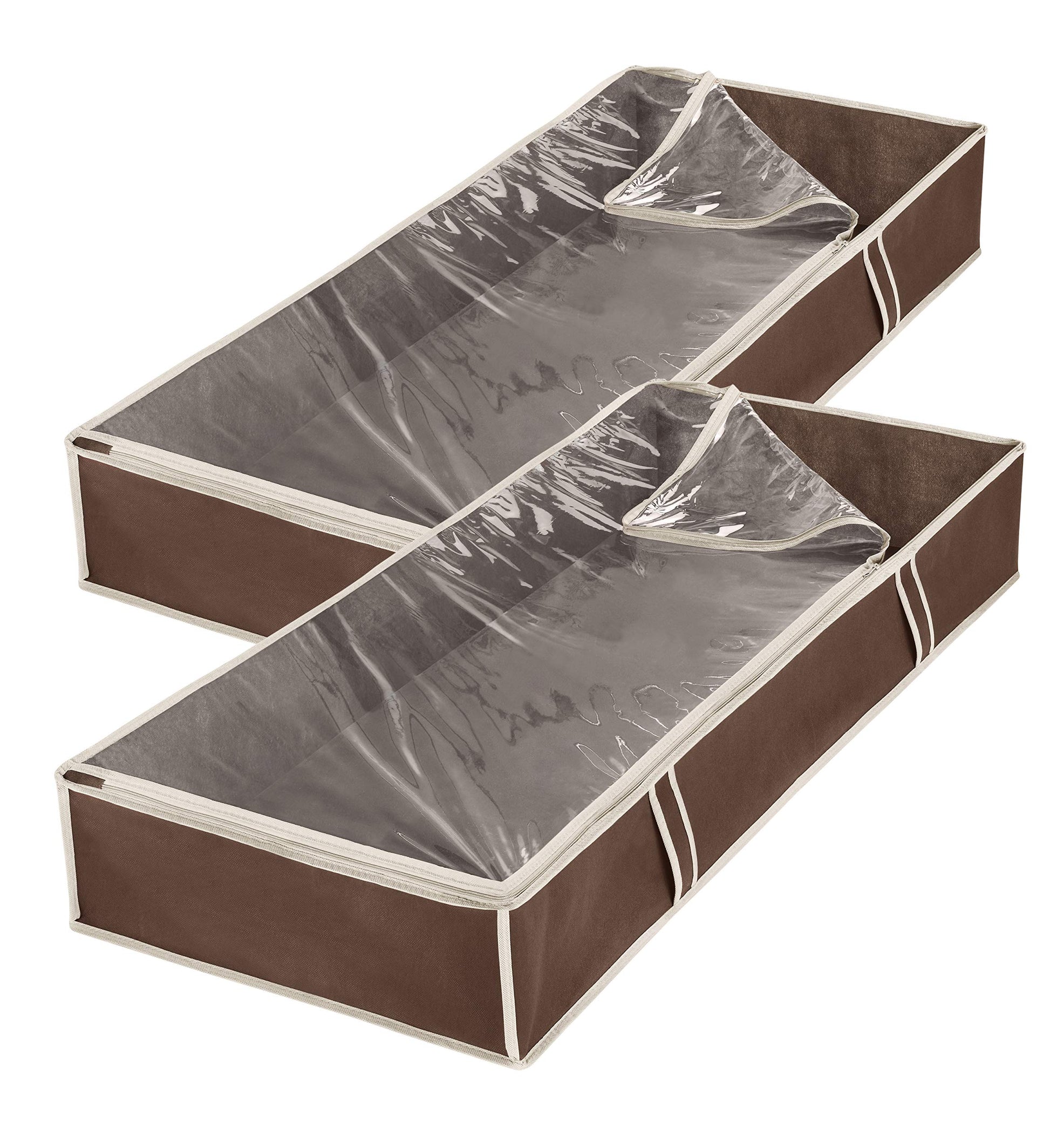 Whitmor Under Bed Storage Bags 2 Pack, Zippered Underbed Storage Containers with Clear Window and