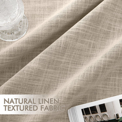 MIULEE Beige 100% Blackout Linen Curtains 102 Inch 2 Panels Set Double Sided No Coating Pinch Pleated Back Tab Floor to Ceiling Black Out Thermal Insulated Bedroom Living Room Darkening Window Drapes