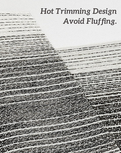 Leetaltree Black with White Woven Placemats Set of 8 - Heat Resistant Non-Slip Place mats for Dining Table, Washable Durable PVC Vinyl Woven Table Mats(Black with White, 8)