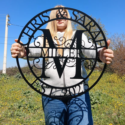 Personalized Family Name Sign, Split Letter Monogram Wall Art Decor, Durable Steel Family Last Name Decor, Custom Signs Indoor or Outdoor, Personalized Wedding Gifts, Housewarming Gift