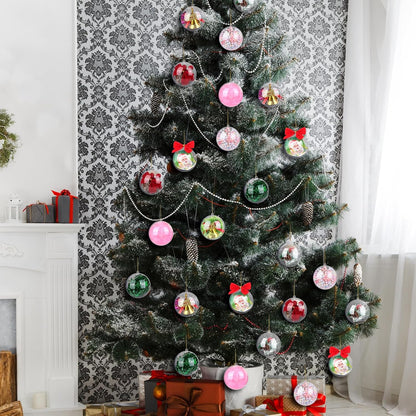 ANVAVO 50 Clear Plastic Fillable Ball Ornaments - DIY Craft Transparent Baubles - Shatterproof Christmas Tree Hanging Ornaments for Christmas, New Years, Birthday, Wedding, Home Decor