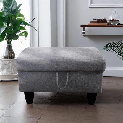 Ottoman Rectangular Storage Ottoman Bench, Flannel Footrest Stool Footstool with Lid for Living Room, Bedroom, Entryway, Gray, 28.5"x19"x17.5"