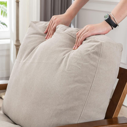 chairus Mid Century Accent Armchair Modern Upholstered Lounge Chair Compfy Leisure Arm Chair for Living Room Fireplace/Bedroom/Reception/Dorms, Denim Fabric Beige