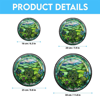 Ireland Stained Glass Sun Catcher, Custom Name Wall Hanging Colored Decor Room Indoor Window Decor, Halloween, Christmas Hanging Ornament Mother Day