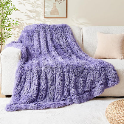 GONAAP Fuzzy Faux Fur Throw Blanket Twin Size Lavender Super Soft Cozy Plush Fuzzy Shaggy Blanket for Couch Sofa Bed (Lavender, Twin(60"x80"))