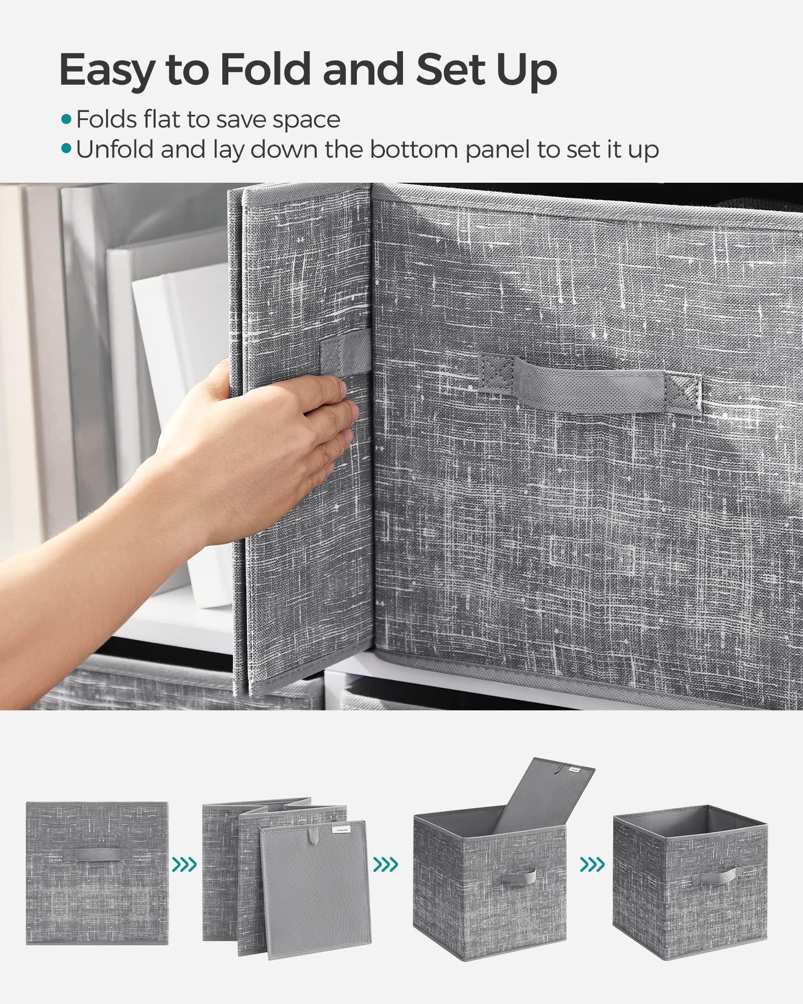 SONGMICS Storage Cubes, Set of 6, 11.8-Inch Foldable Closet Organizers