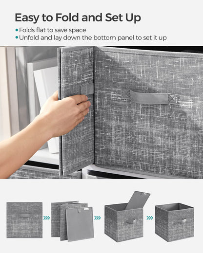 SONGMICS Storage Cubes, Set of 6, 11.8-Inch Foldable Closet Organizers