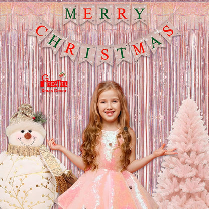 Rose Gold Tinsel Curtain Party Backdrop - GREATRIL Foil Fringe Curtain Streamers for Bachelorette Party Decorations Bride Be Party Streamers 2 Packs (Rose Gold)