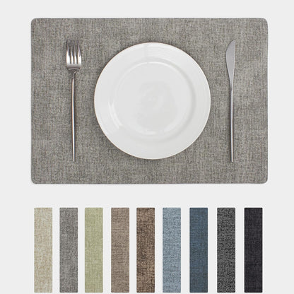Chrysameld Vinyl Placemats Set of 8 - Faux Leather 100% Waterproof Oil-Proof Wipeable PU Place Mats, Heat Resistant Anti Slip Reversible Table Mats for Indoor & Outdoor Use,(17×12Inch, Light Grey)