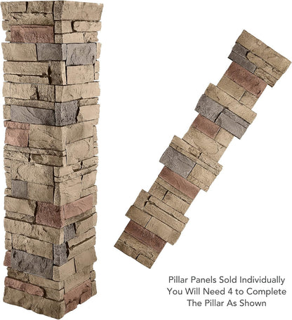 GenStone Faux Stacked Stone Flat Pillar Cap 13.5" x 13.5" x 1.75" in Desert Sunrise Color for Do It Yourself Friendly Home Improvement Projects