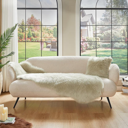 AMTOVO Faux Sheepskin Rug, Light Grey Ultra Soft Fluffy Shag Area Rug, 2 x 6 ft Faux Fur Rug for Bedroom Sofa Throw Cushion Room Decor, Sheepskin