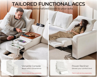 Oversized Modular Sofa Comfy Cloud Couch with Storage, Extra Deep Plush Sectional Sofa Set for Living Room, Covers Washable, Chenille, Olar (White, 6-Seater with 2 Ottomans, u-Shaped)