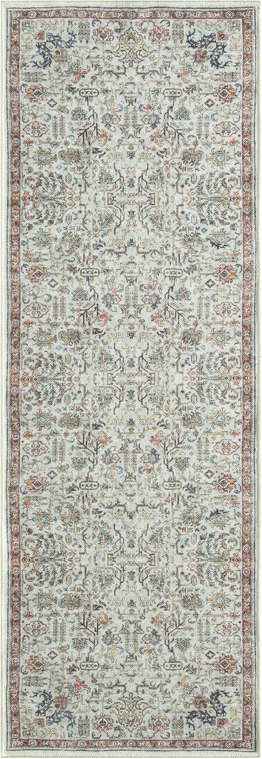 Keen Home Design 2x10 Rug - Machine Washable Runner Rug with Non-Slip Backing, Ideal for Hallway, Entryway, Kitchen, Laundry Room - Vintage, Easy Clean, Durable, Low Pile - (2'6" x 10')