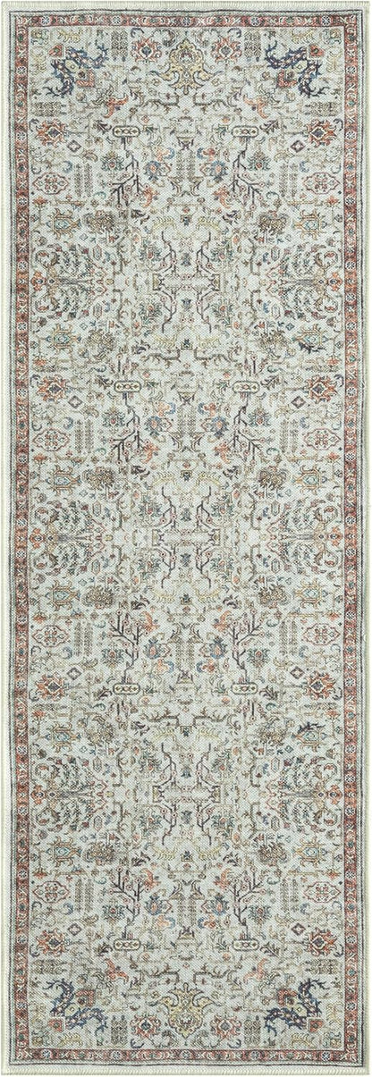 Keen Home Design 2x12 Rug - Machine Washable Runner Rug with Non-Slip Backing, Ideal for Hallway, Entryway, Kitchen, Laundry Room - Vintage, Easy Clean, Durable, Low Pile - (2'6" x 12')