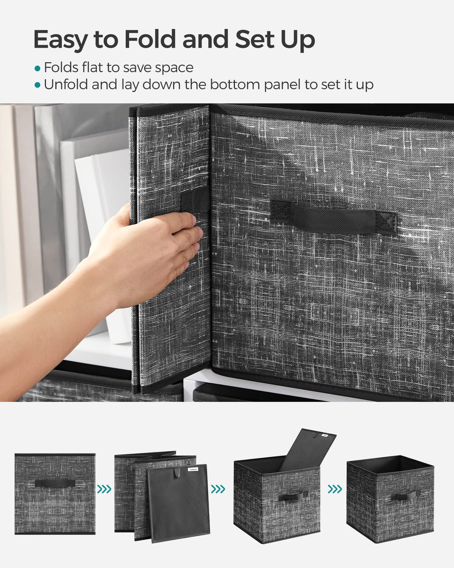 SONGMICS Storage Cubes, Set of 6, 11.8-Inch Foldable Closet Organizers