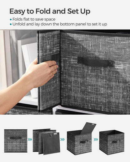 SONGMICS Storage Cubes, Set of 6, 11.8-Inch Foldable Closet Organizers